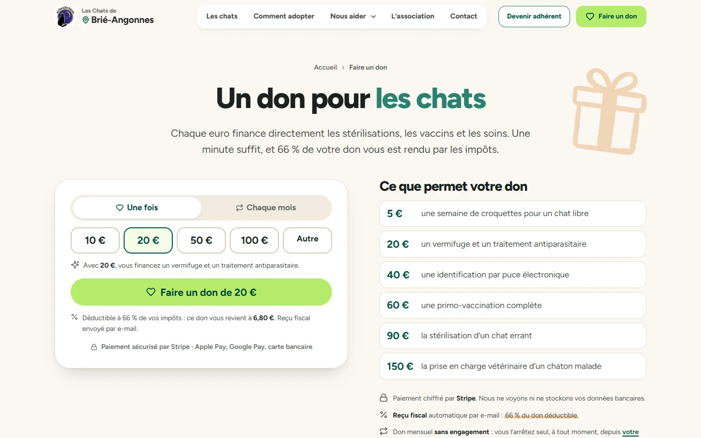 Un don en une minute, reçu fiscal compris