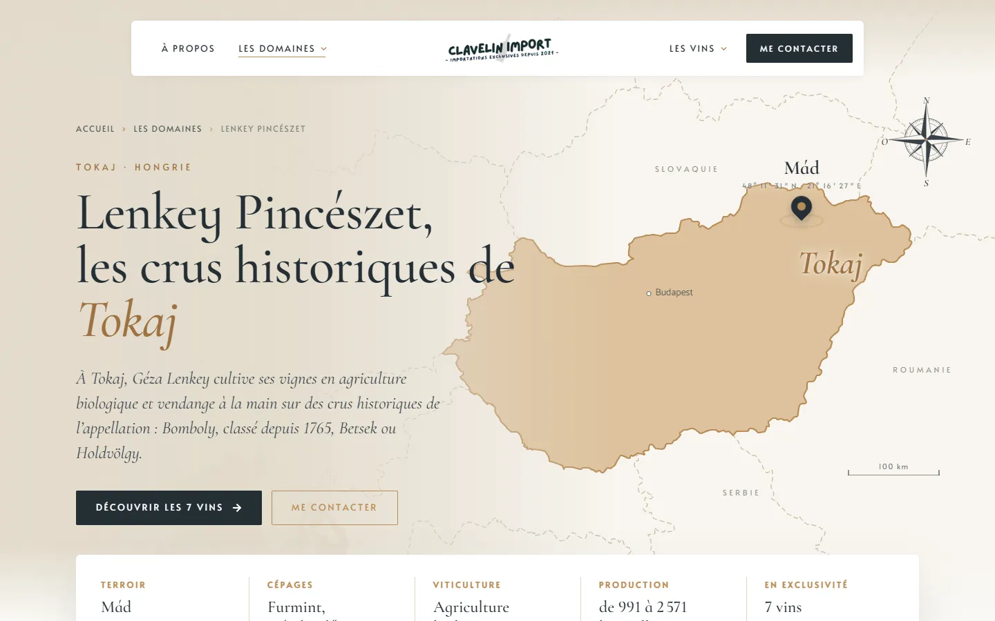Lenkey, à Tokaj : la page d’un domaine sur sa carte